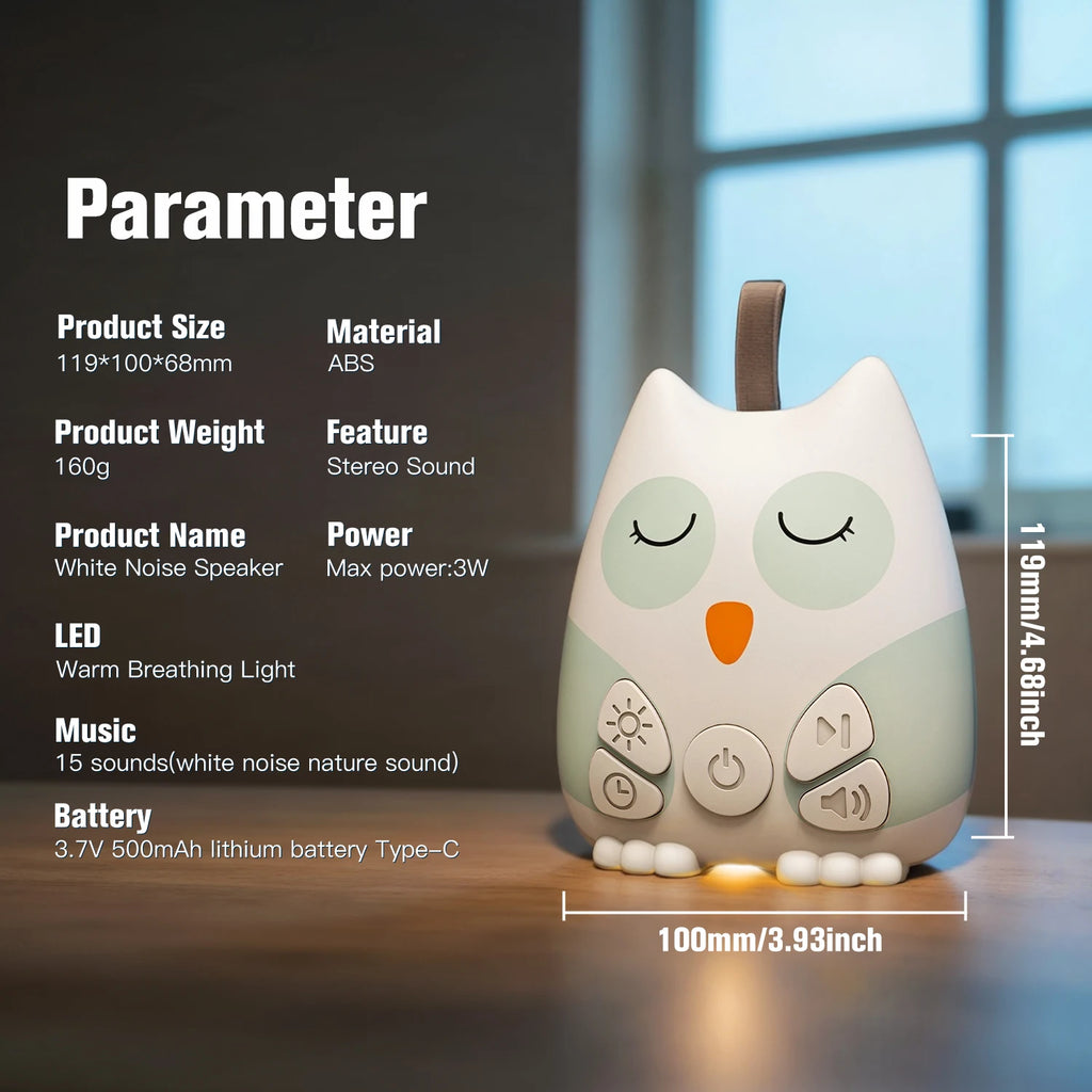 White Noise Machine Portable Baby Sleep Assistant Smart Cry Detection 15 Calming Sounds Night Light Timer Baby Shower Gift