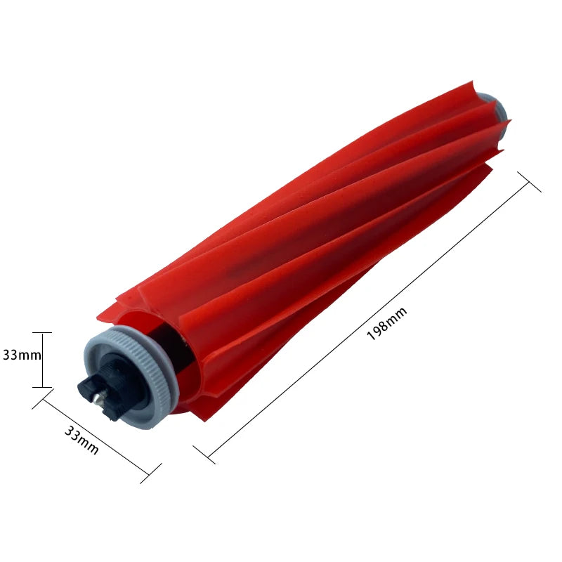 Tidesmit replacement parts set for Roborock Q Revo series including dust bags, brushes, and filters, side view.