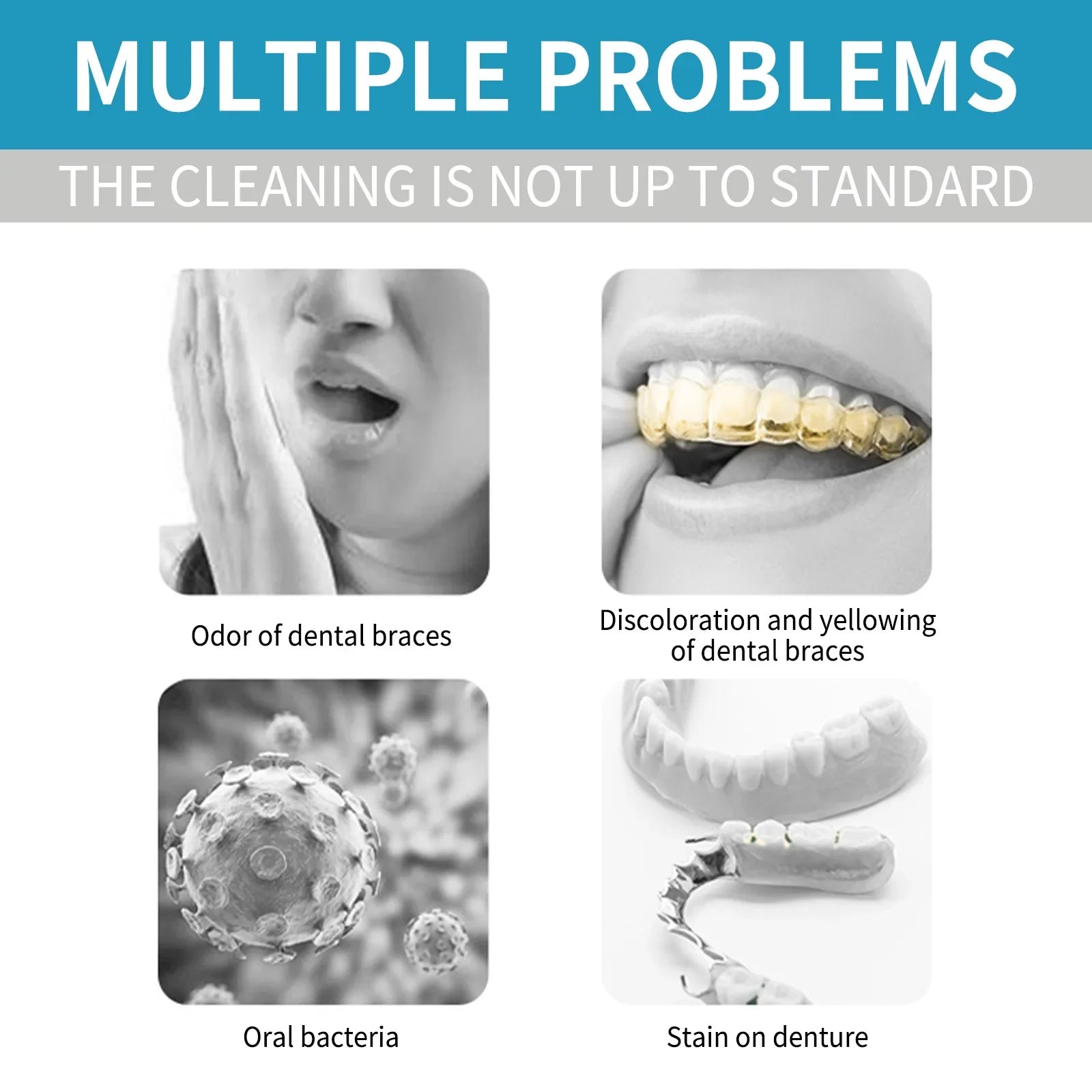 Tidesmit 30ml teeth whitening aligner denture cleaner foam for deep stain removal and odor control