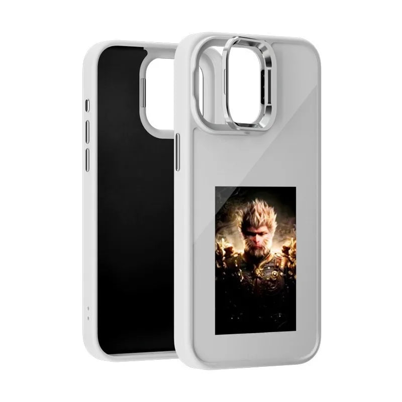 E-Ink Phone Case for iPhone 15 Pro - Customizable Display Shockproof Cover Gray Tidesmit