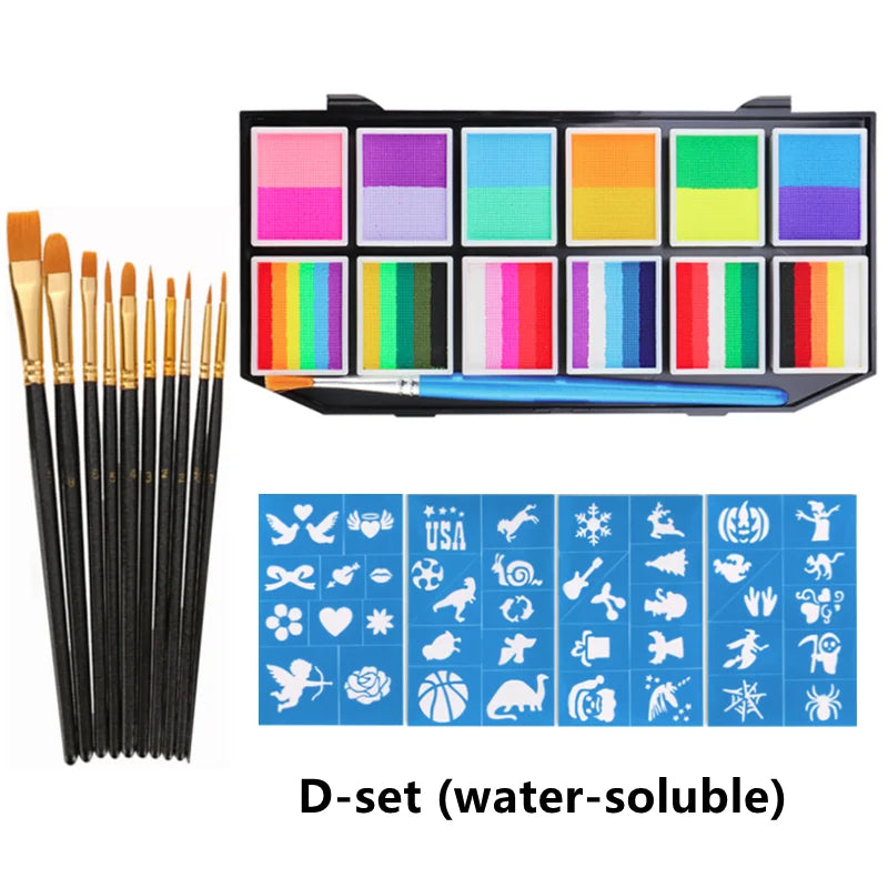 Tidesmit 12 color water-soluble face and body paint palette for Halloween carnival makeup and cosplay detail view