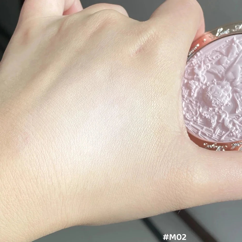 Tidesmit Flower Knows Little Angel embossed highlighter palette shimmer face makeup texture close-up