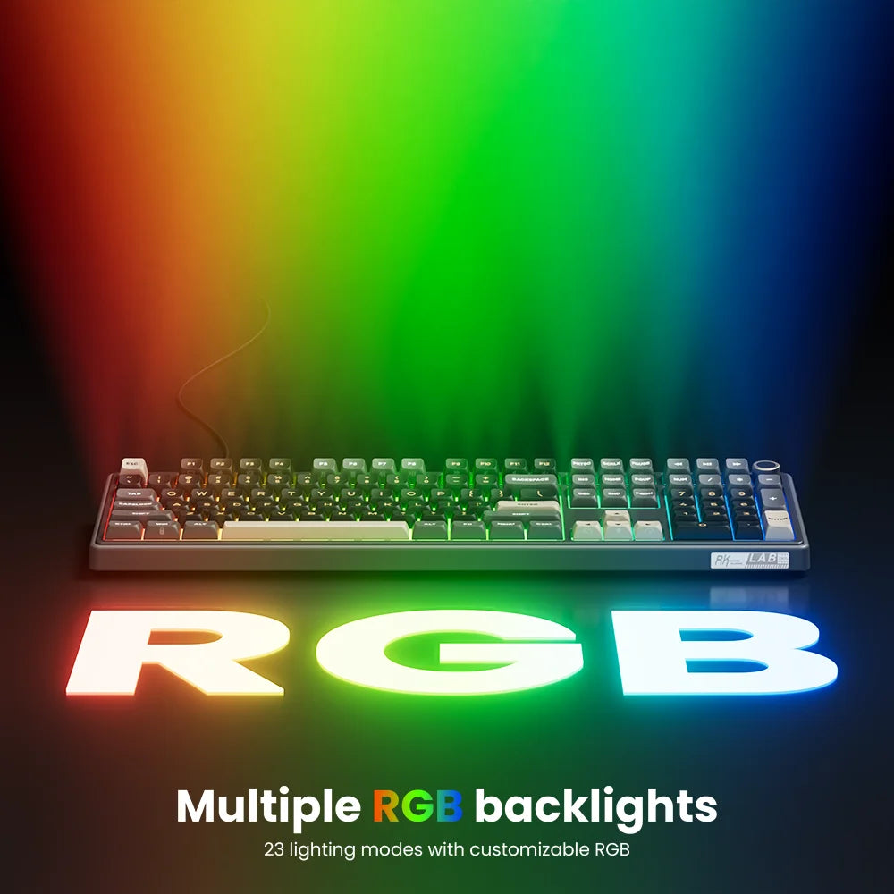 RK Royal Kludge R108 Wired Gamer Keyboard 100% 108 Keys MDA PBT Keycap Gasket RGB Hot-swappable Mechanical Keyboard Volume Knob