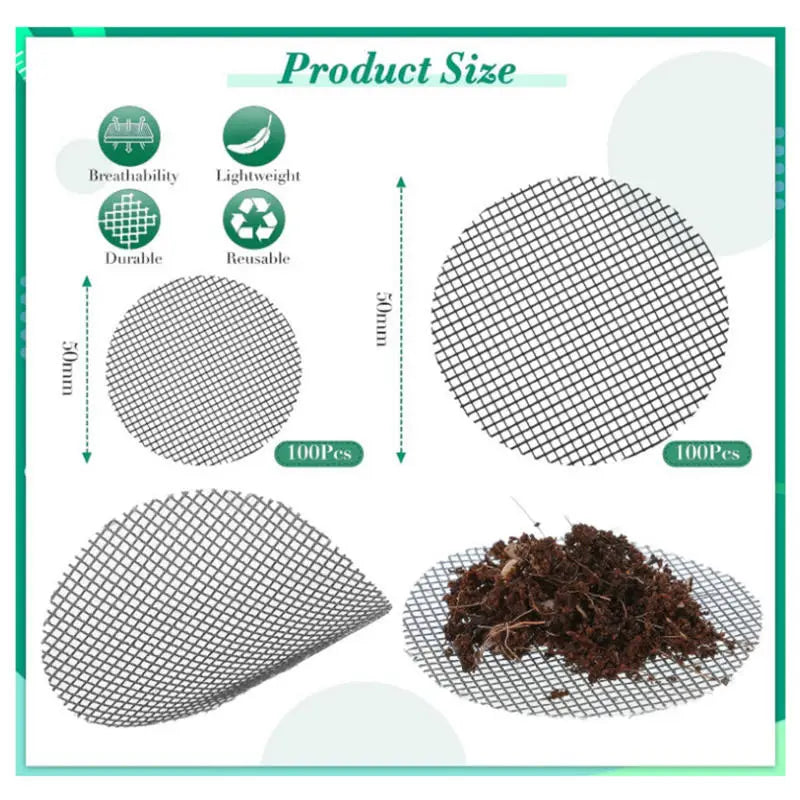 Pot Hole Mesh Pad Mat Grid Round Drainage Hole Screen for Pot Bottom Prevent Soil Loss Anti Bonsai Flower Plant Gardening Tools
