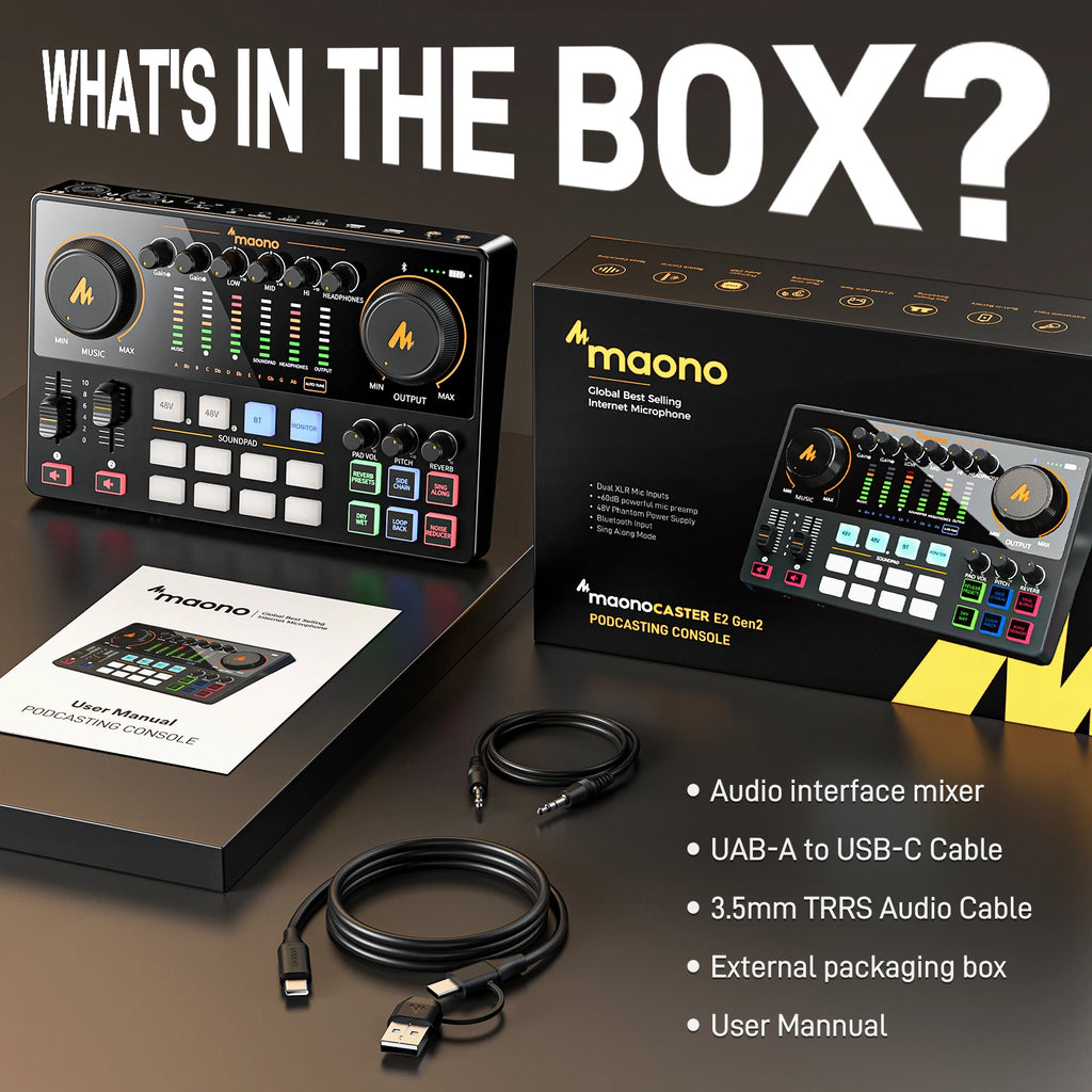 Podcast Audio Interface Mixer Tidesmit AME2 | Dual XLR Studio Console Tidesmit