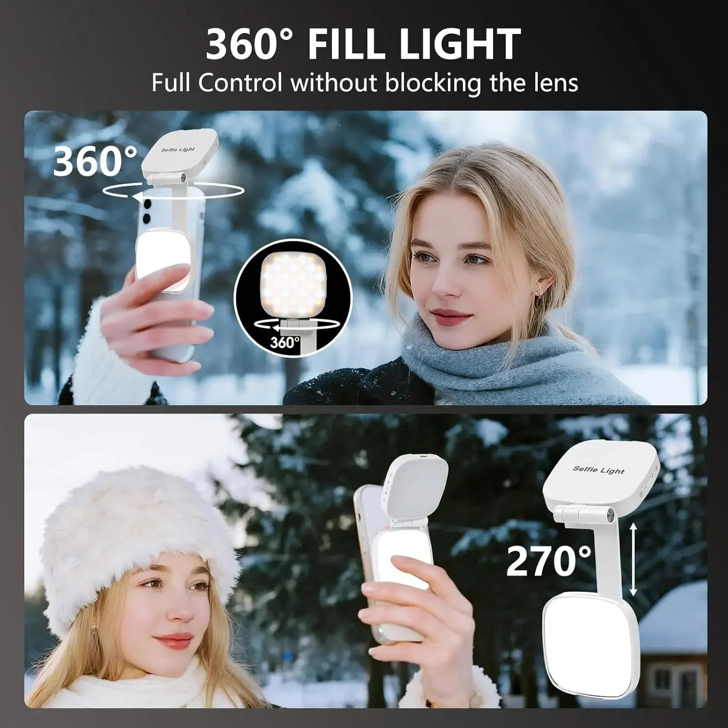 Magnetic Selfie Light for iPhone: 360 LED Ring with Mirror Tidesmit