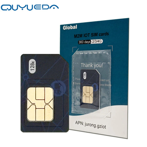 4G Global Roaming M2M IOT SIM card for smart sleep trackers and GPS devices with 360MB annual data, studio product shot.