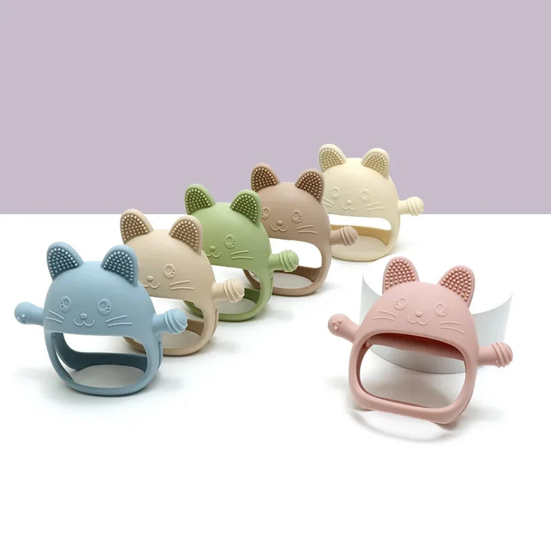 Baby Teether Cat Gloves Teether Silicone Anti-eating Hand Molar Stick Massage Gums Baby Anti-biting Teether Baby Accessories