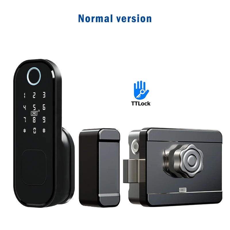 R5 PRO Rust Proof Coating Fingerprint TTLock App Outdoor Lock Remote Control Power Saving Code Smart Door Lock Electric Rim Lock