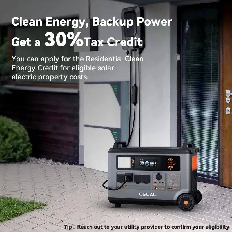 OSCAL 6000W/7200Wh Outdoor Camping Portable Power Station with BP3600 Expansion Battery, Home Emergency Solar Power