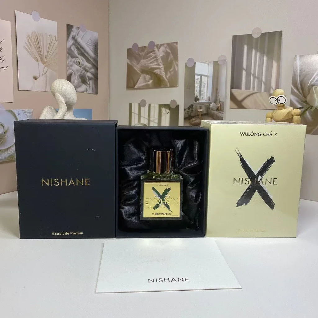 Nishane Wulong Cha X Extrait de Parfum, square bottle in a gift box, luxurious unisex niche fragrance, 100ml spray.