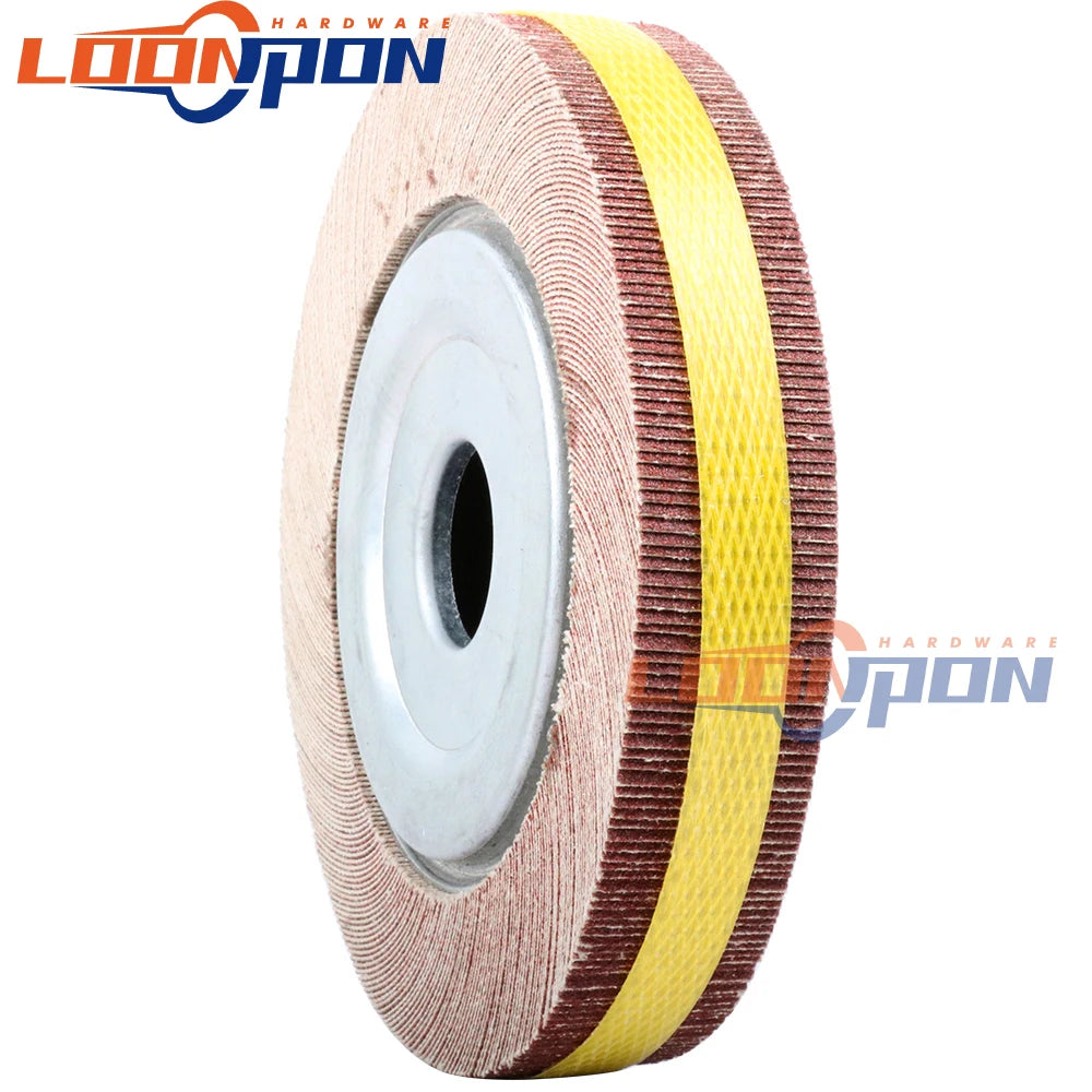 150x25mm Bore Flange Flap Grinding Wheel Aluminum Oxide Sanding Cloth Mop Abrasive Polishing Disc for Metal Wood Thickness 25mm