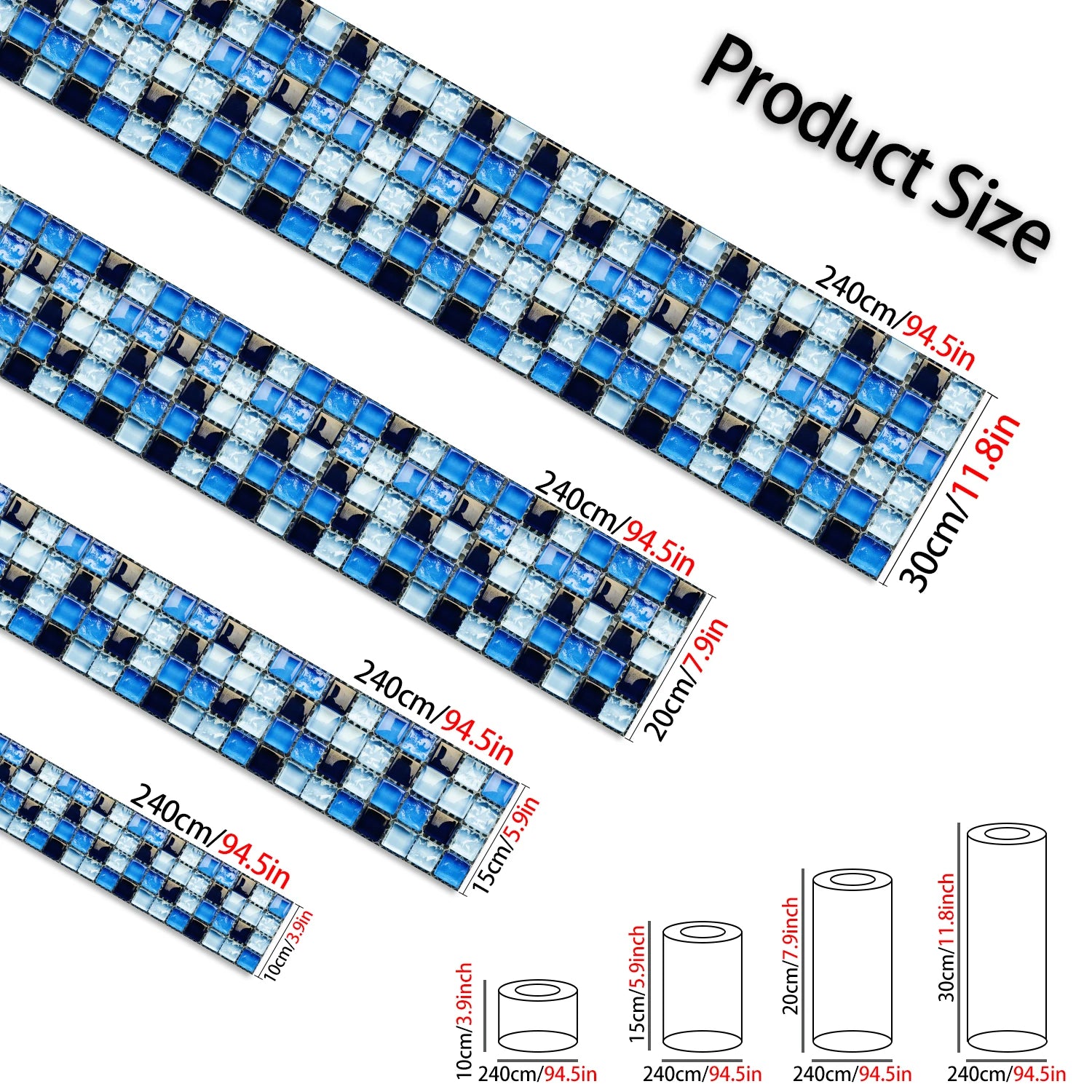 26 Styles 2D Mosaic Tiles Wall Sticker Waist Line Skirting Strip Peel & Stick Bathroom Kitchen Backsplash Home Decor Wall Decals