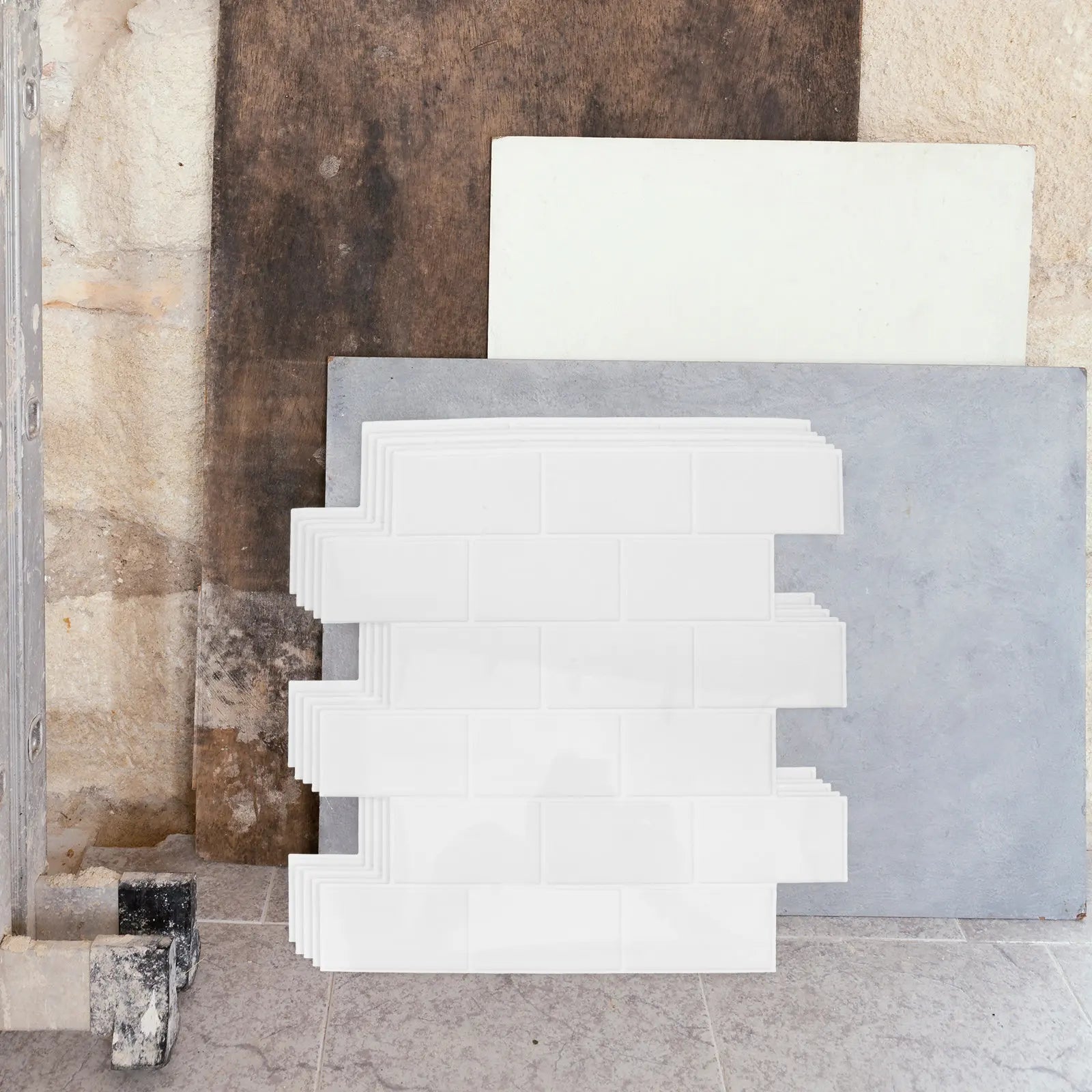 6Pcs Kitchen Tile Stickers Waterproof Peel and Stick Backsplash Tiles Self Adhesive Stone Look Wall Panels for DIY Kitchen