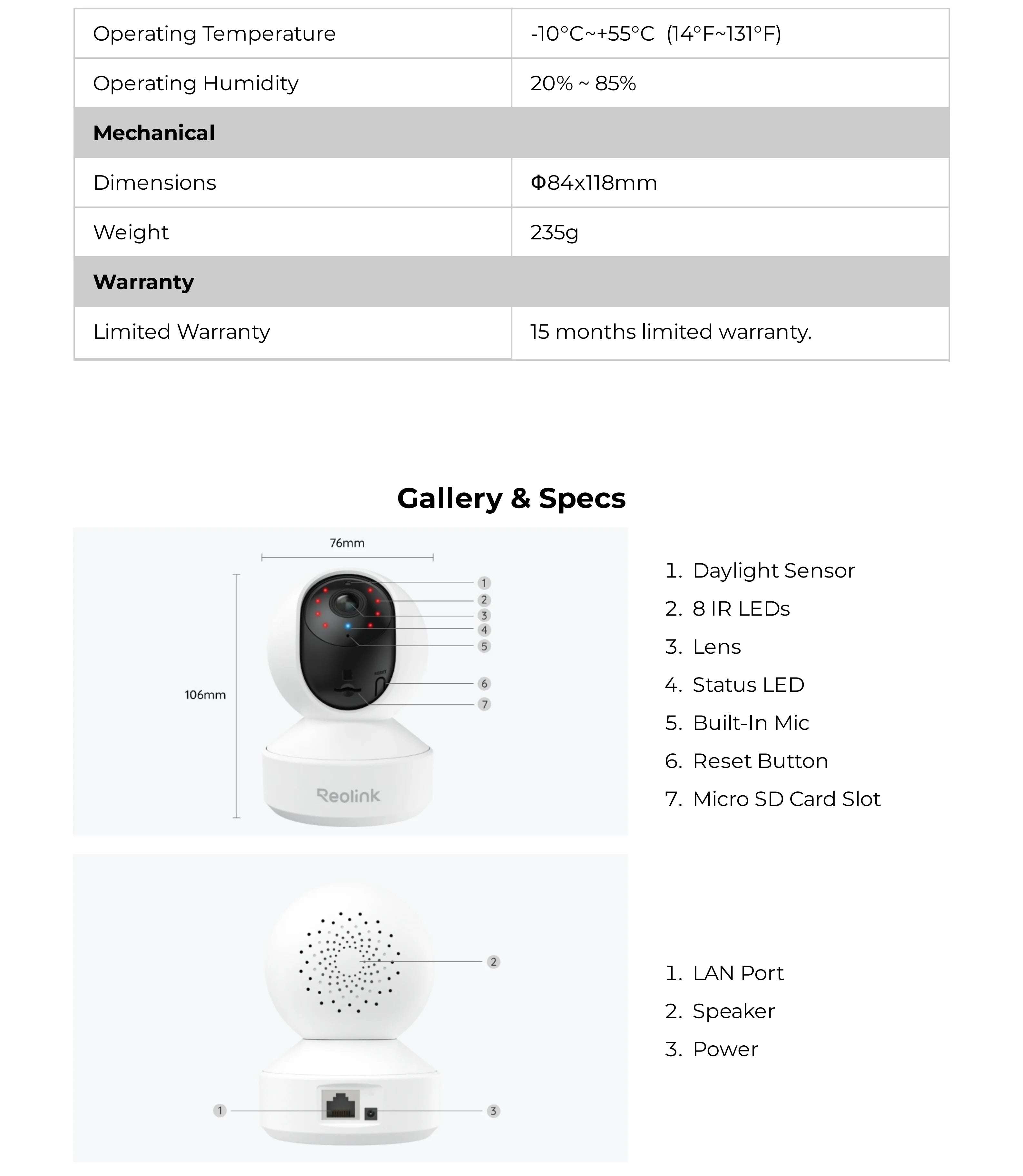 REOLINK 5MP WiFi Security Camera Person/Pet/Crying Detection Indoor Baby Monitor 2 Way Audio PT Auto Tracking IP Camera E1-Pro
