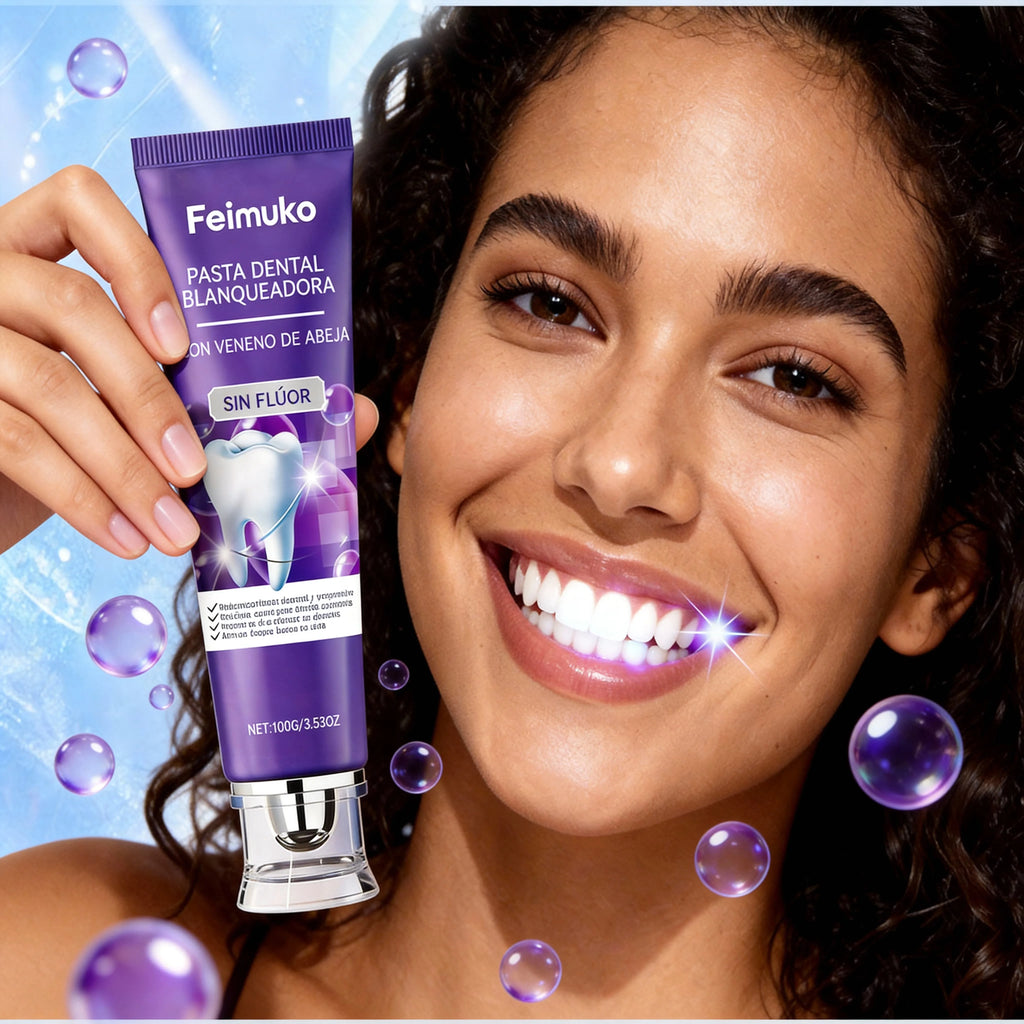 Tidesmit Bee Venom Purple Toothpaste for enamel repair, yellow teeth whitening, and fresh breath gum care.