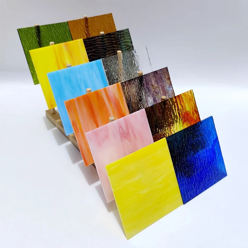 12pcs 4X4in Textured glass Transparent stained glass sheet diy mosaic tile glassstained glass supplies  crafts and art supplies