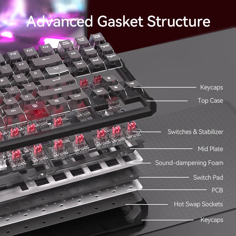 DarkBeacon Flux 87 Hall Effect Gaming Keyboard Wired, 80% Layout PC MAC Esports Keyboards, Red HE Magnetic Switch, 0.01mm Rapid Trigger, Adjustable Actuation, 8000Hz Polling, Hot Swappable, RGB Backlit, RS/SOCD/DKS/MT