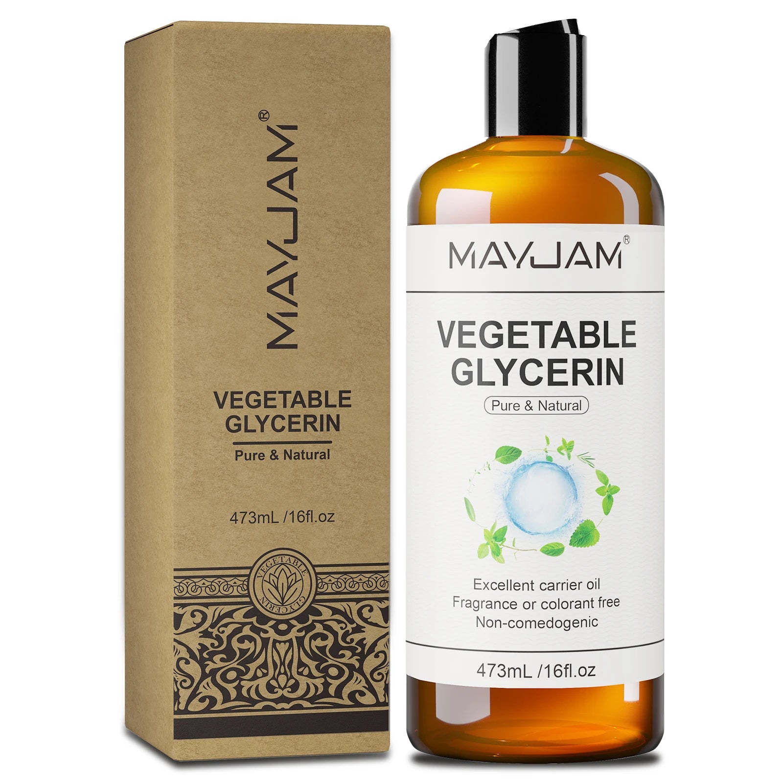 MAYJAM 473ml fractionated coconut oil bottle with box, pure natural