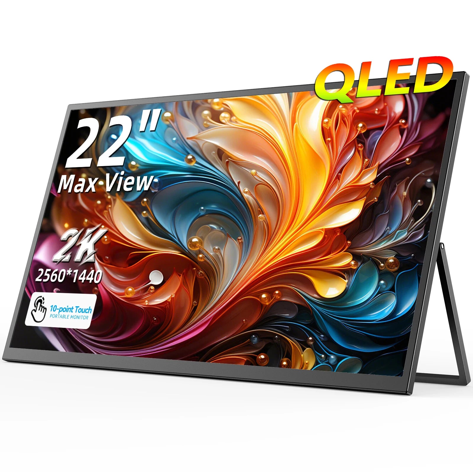 UPERFECT QLED Computer Display 22" Monitor 2K 1440P 100% Adobe RGB 10Point Touch Screen With Stand For Laptop PC Mac Phone Game