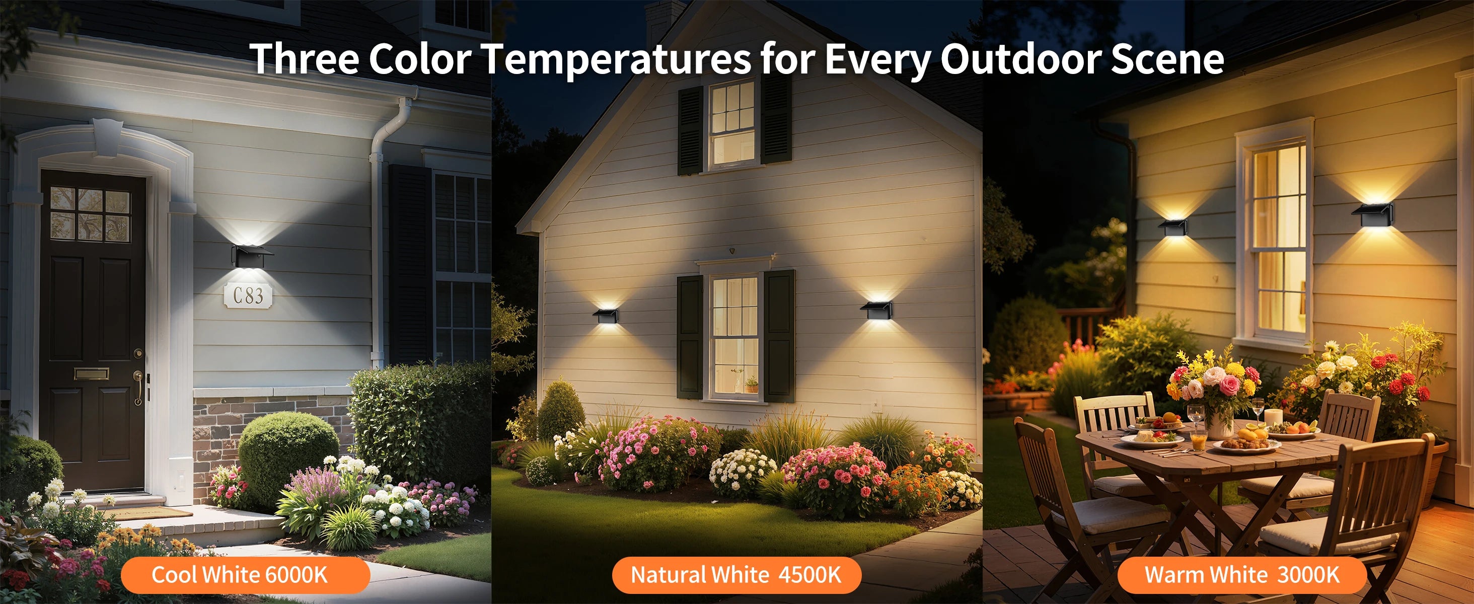 intelamp Solar Wall Lights 2 Pack with Remote, 3 Color Modes, IP65 | Customizable Up/Down lighting, IP65 Waterproof Solar Lamp for Outdoor Walls, Fences, Patios and Entryways