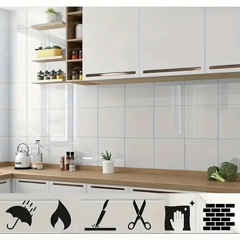 10/30/50PCS Thickened Self-adhesive Decor Wall Sticker Marble Tile Floor Sticker PVC Waterproof Toilet Kitchen Home Floor