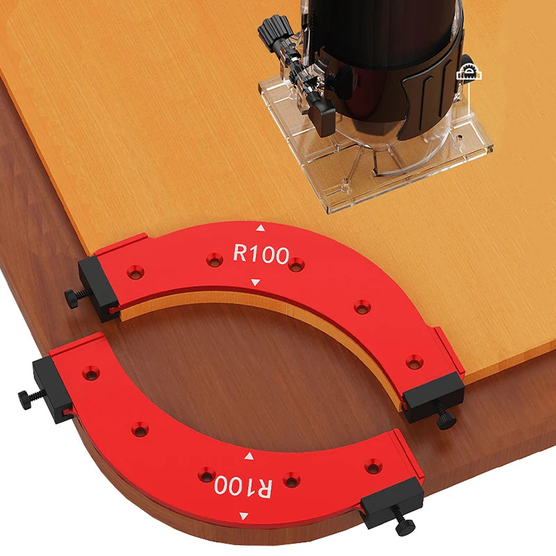 R100-R300 Radius Jig Woodworking Router Templates Arc Angle Positioning Template Corner Radius Reusable Positioning Tool