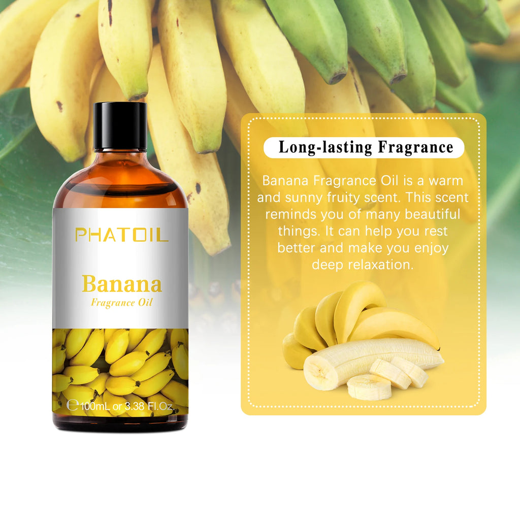 PHATOIL Fruit Fragrance Oils Coconut & Vanilla Lime Mango Strawberry Banana 100ml Aromatherapy Fragrance Oils For Diffuser