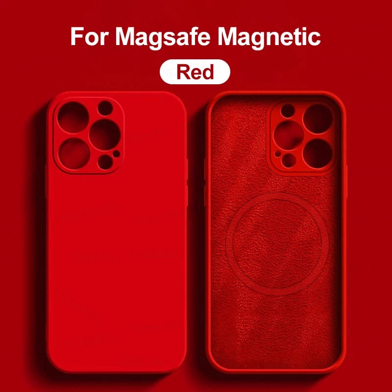 Magnetic iPhone 15 Pro Max Case: Slim Fit Shock-Absorbing Liquid Silicone Red Tidesmit