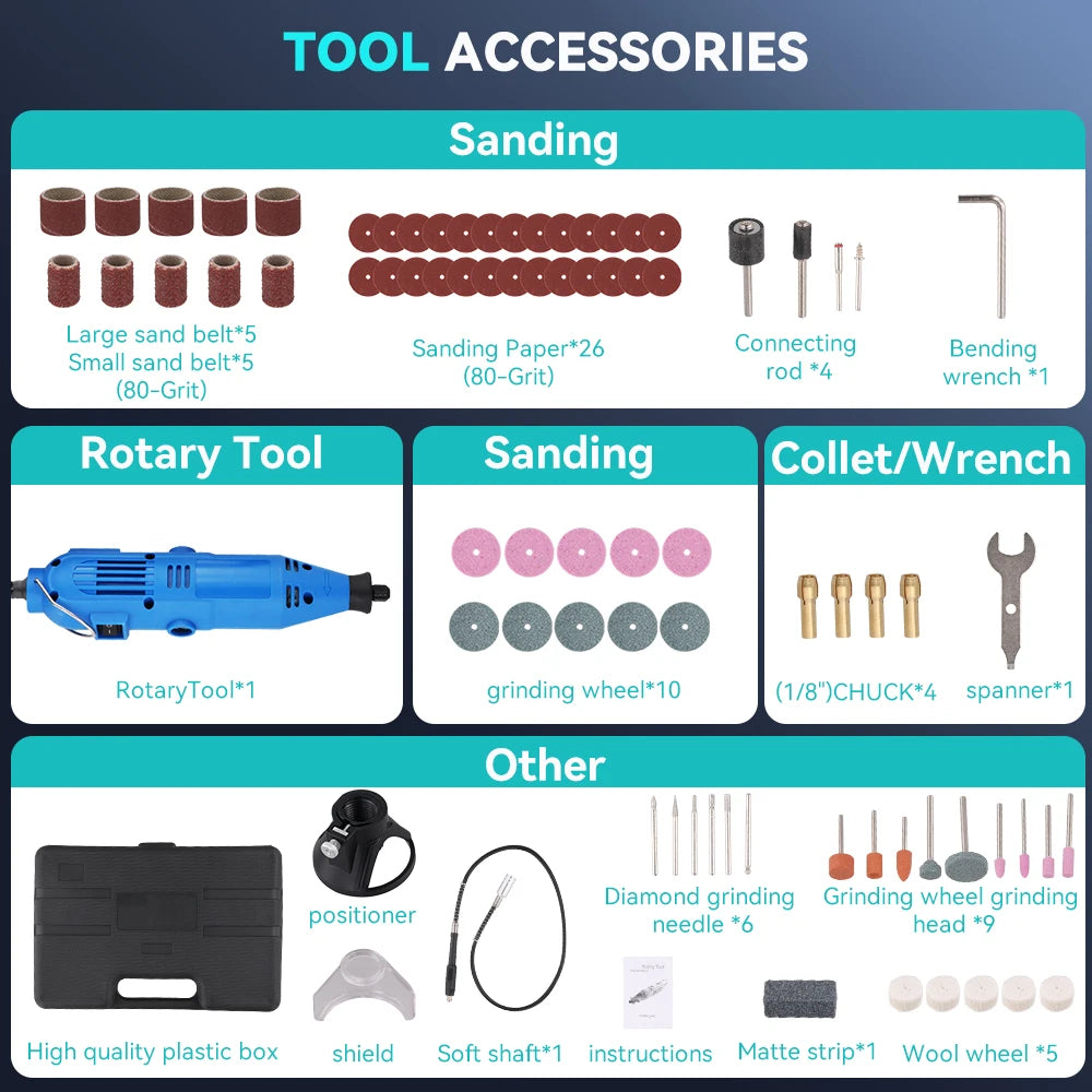Podofo 80PCS Engraver Electric Drill Dremel Mini Drill DIY Drill Grinder 135W Power Tool 32000RPM Electric Mini Drill Grinder Engraver Polisher with Rotary Tools Set Kit For Dremel