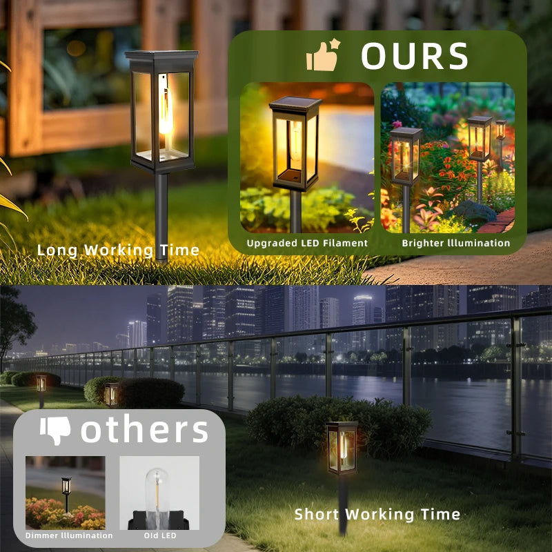 4/6 PCS Solar Pathway Light Outdoor Auto On/Off at Dusk Outdoor Waterproof Solar Lamp Garden Yard Patio Walkway Driveway Camping Decor Landscape Lighting Utomatic Pathway Lighting