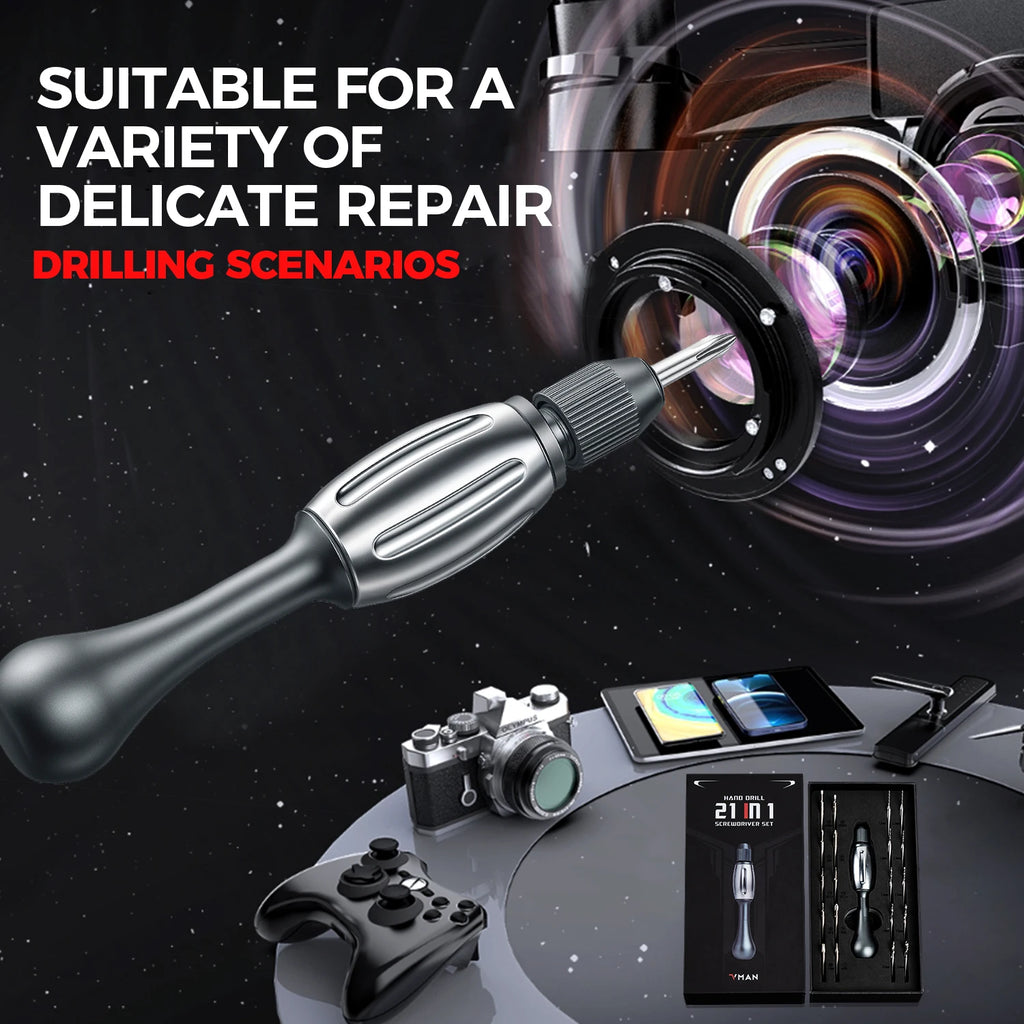 21-in-1 Screwdriver/Drill: non-slip grip, S2 bits, magnetic, quick swap. For jewelry, resin, wood, plastic housework, man's gift