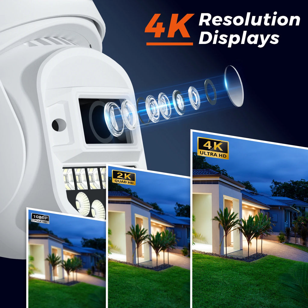 10MP 5K IP Camera Dual Lens 5GHz WIFI PTZ Outdoor Wireless Surveillance Camera Auto Tracking Night Vision Home Security Monitor