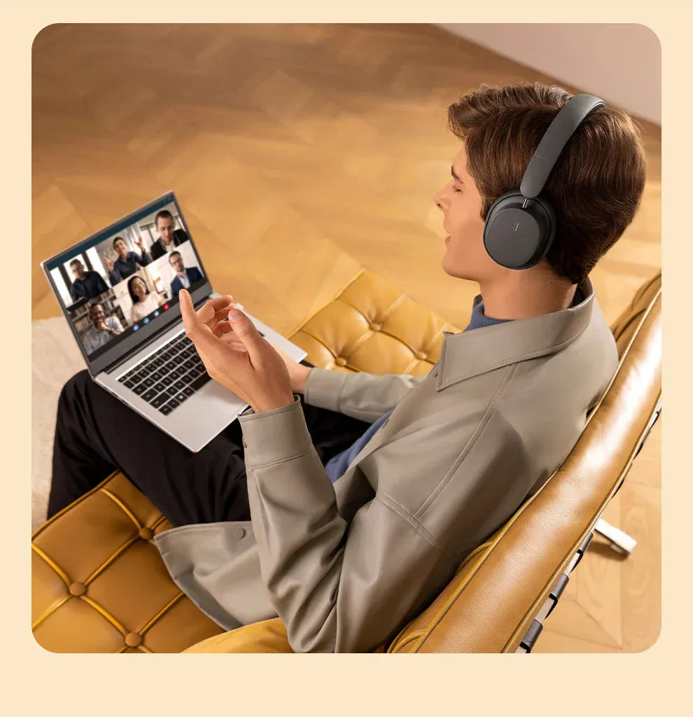 Baseus Wireless Headphones Bluetooth 5.3 HIFI Level Earphone 40mm Driver Foldable Over Ear Headsets 70H Playtime Spatial Audio Tidesmit