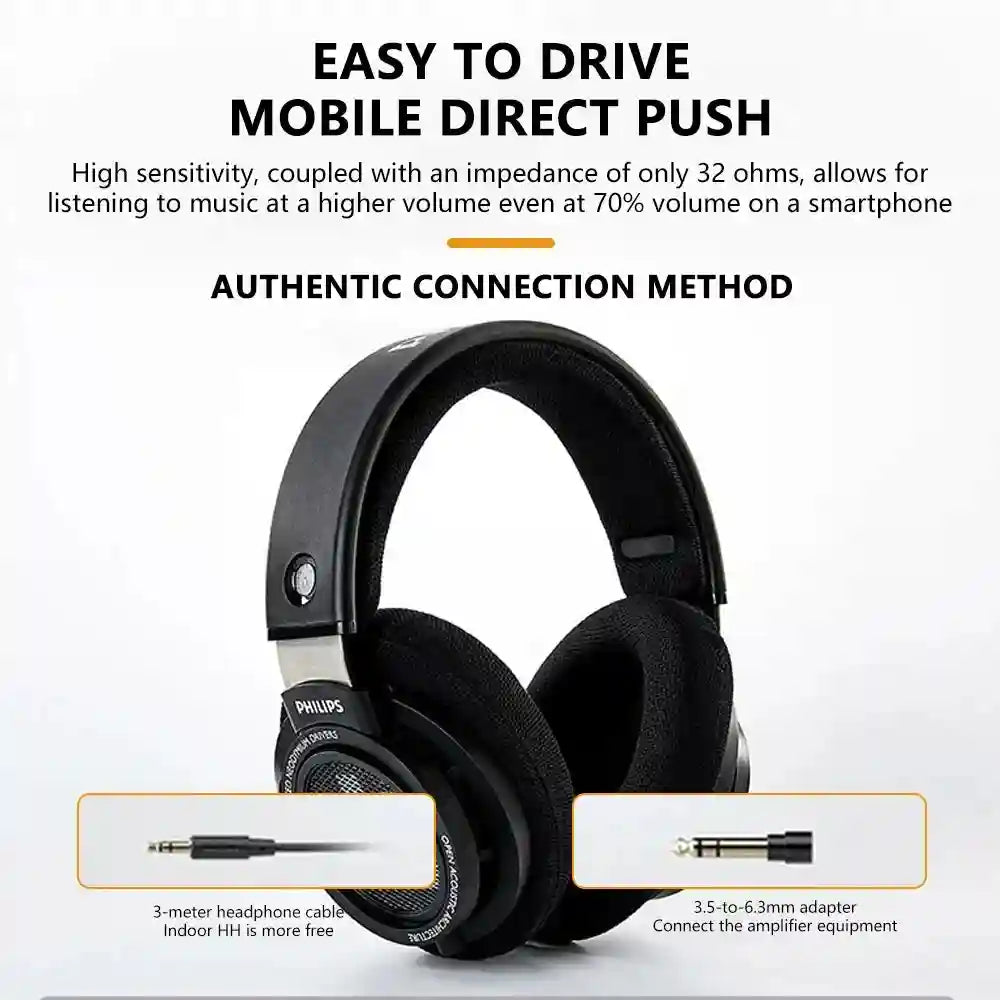 Wired HiFi Open Back Studio Headphones - Black Over Ear Monitor Tidesmit