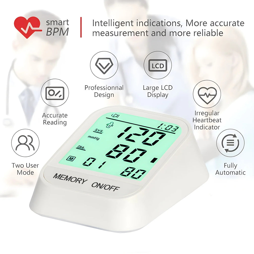 New Blood Pressure Monitor Upper Arm Automatic Tonometer Digital Tensiometer BP Monitor Medical Sphygmomanometer Health Care