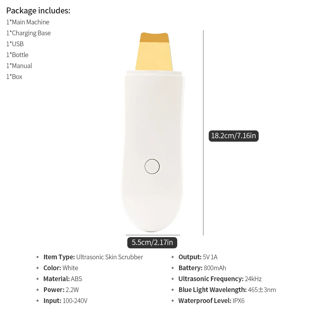 Ultrasonic Skin Scrubber | Nano Mist Deep Pore Cleansing Device (White) Scrubs Treatments Tidesmit
