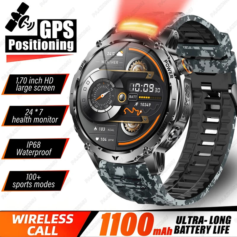 New T-Rex3 Ultra Smartwatch 1100mAh Battery GPS Compass IP69K Waterproof Outdoor Sports Tracker Military Grade Watch