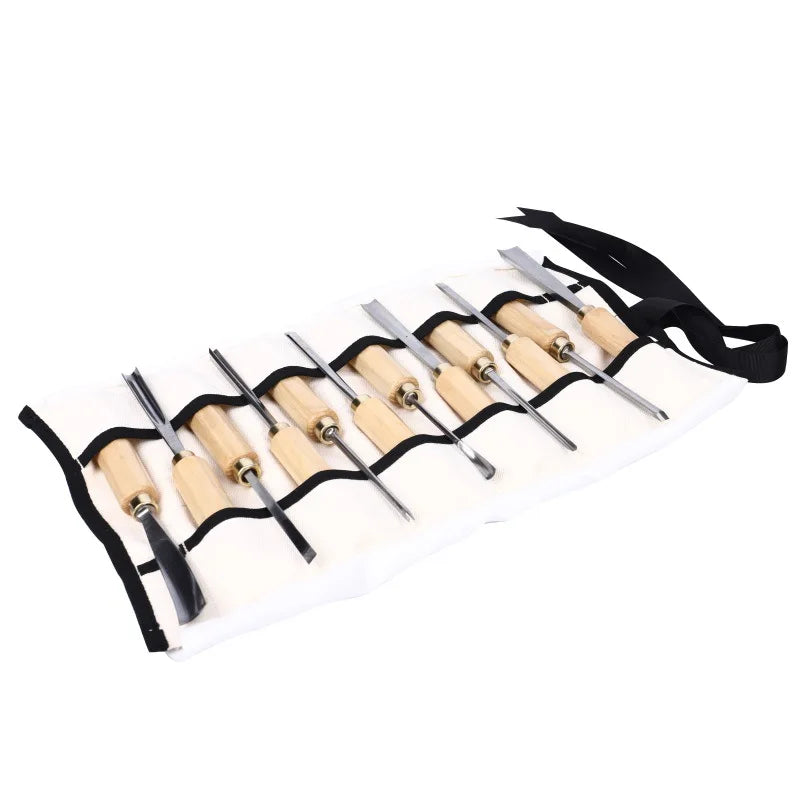 NEW 12pcs Woodworking Chisel Manual Wood Chiseling Wooden Handle Gouges for Carving Wood Carpenter DIY Carving Knife Hand Tools