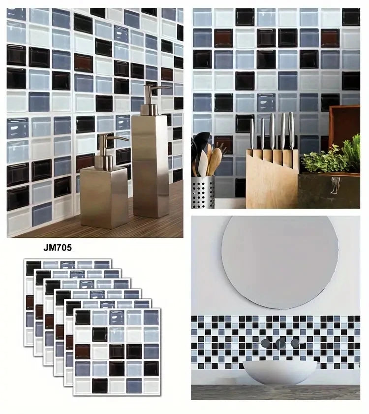 Self-Adhesive Marble Wall Tiles - Waterproof Stickers for Kitchen Backsplashes, Bathrooms, Living Rooms, Easy to Install and Rem