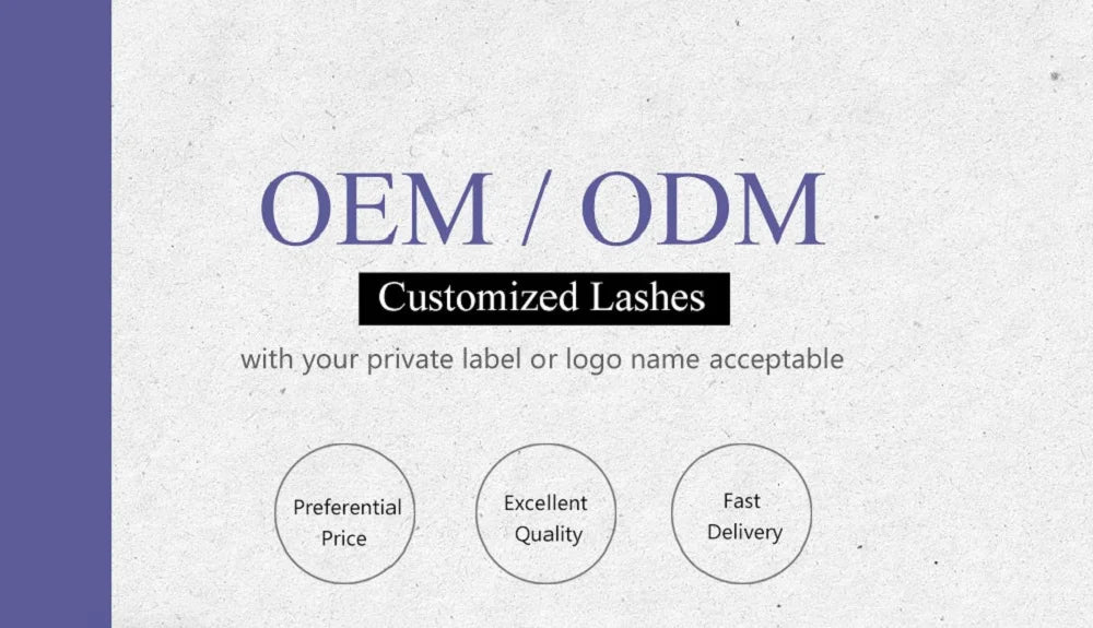 White graphic advertising OEM/ODM customized dark brown 2D Y-lash extension services with private label options.