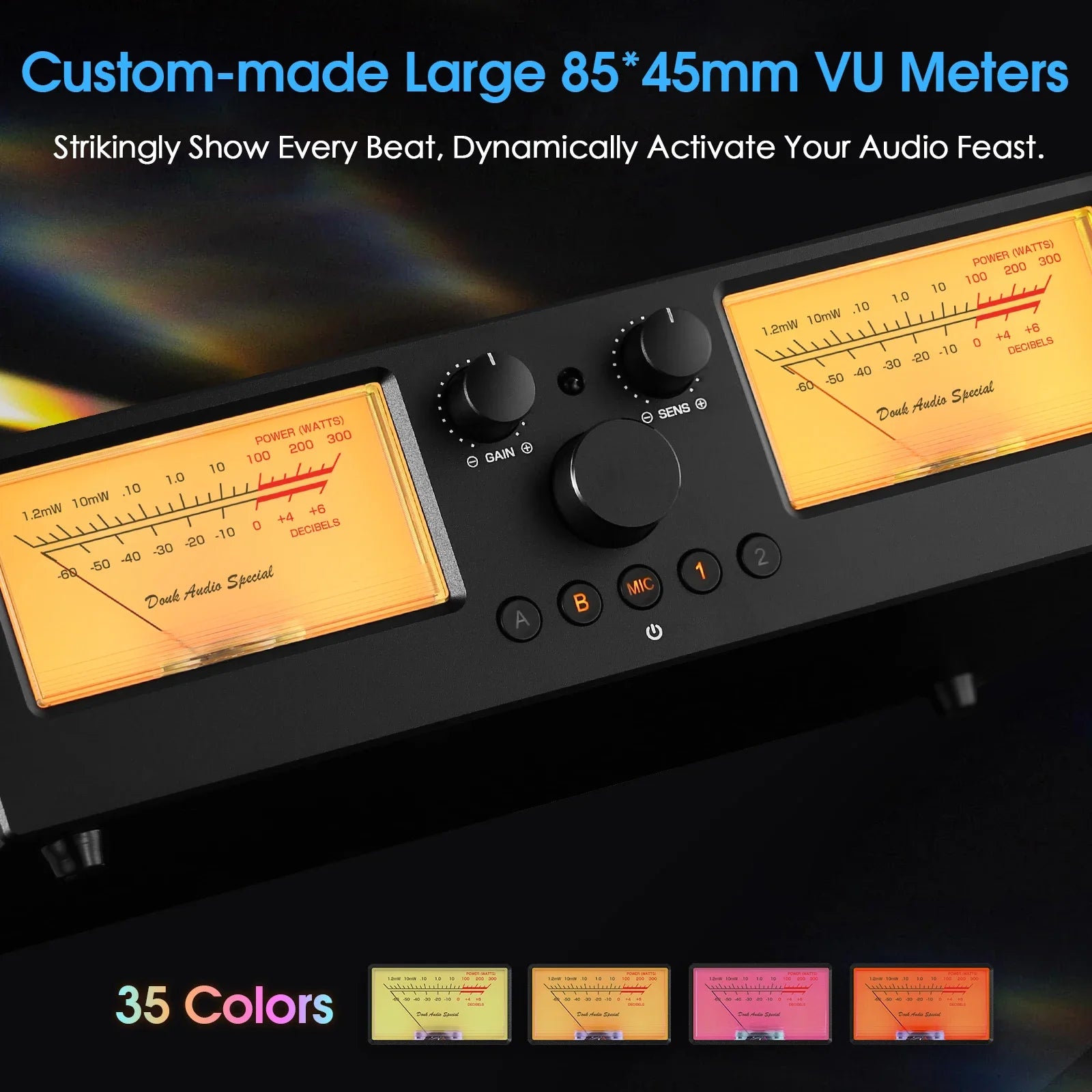 Amplifier Speaker Selector Switcher 2-In-2-Out with Analog VU Meter Tidesmit