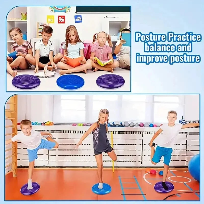 Anti-burst Inflatable Balance Pad Thickened Massage Cushion for Yoga Pilates Home Office Workout Therapy `