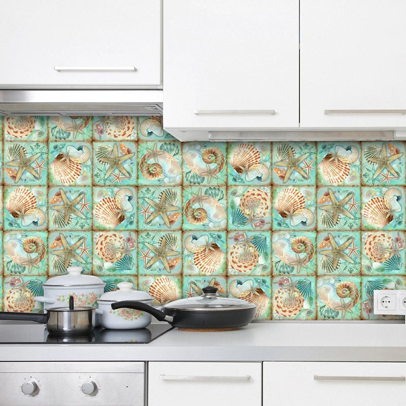 24pc Tile Stickers 4x4in Peel and Stick Backsplash Bathroom Waterproof Tile Stickers Colorful Mexican Tile Stick Home Decor