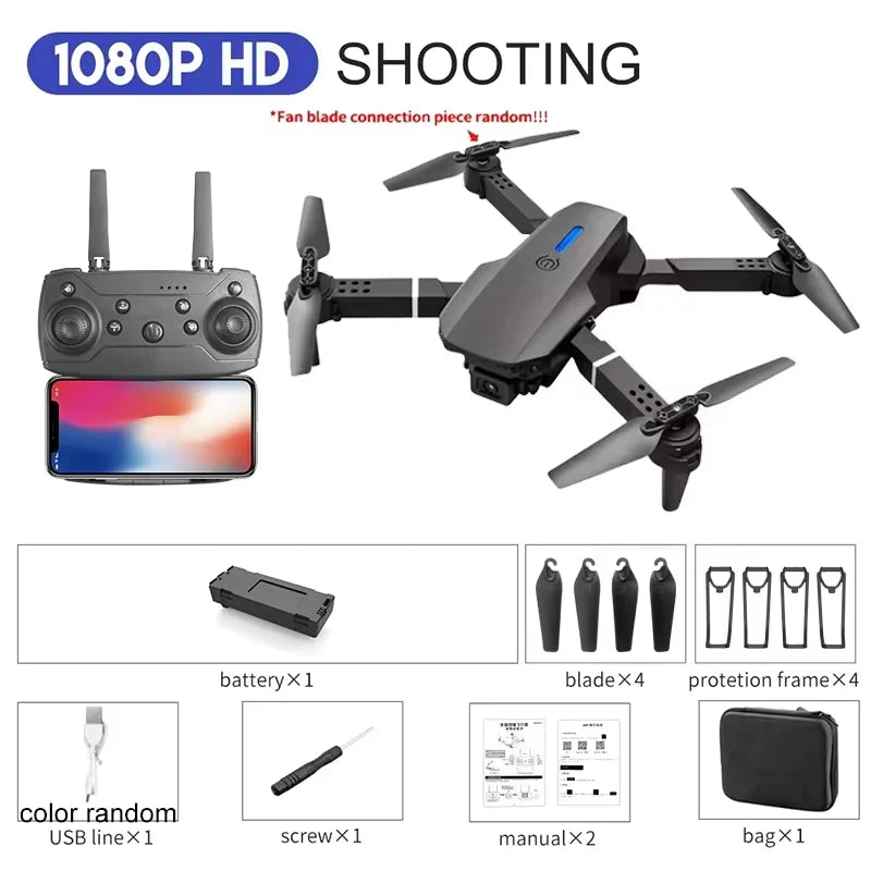4K Camera Drone Foldable Quadcopter - Wide Angle Lens & Stable Flight 1080P-Black-1B Tidesmit