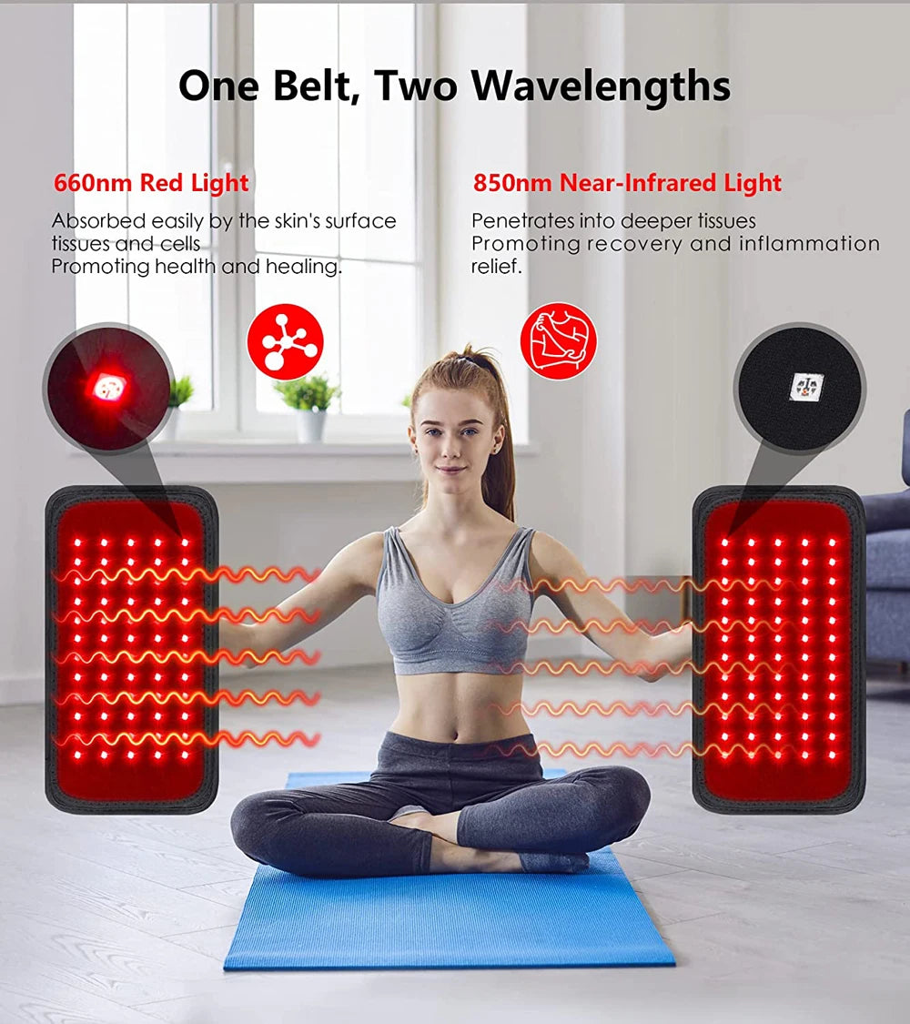 Infrared LED Red Light Therapy Belt for Body 850nm+660nm Light Wave Recovery Muscle Pain Wound Repair Relief Shoulder Wrap