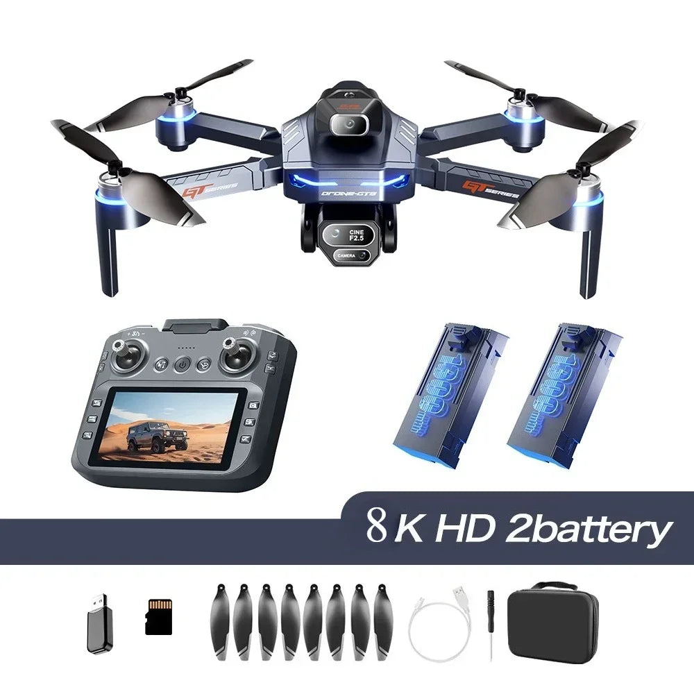 GT8 Dual Lens Camera Drone - 8K GPS Obstacle Avoidance Foldable Drone GT8-8K-navy blue-2B Tidesmit