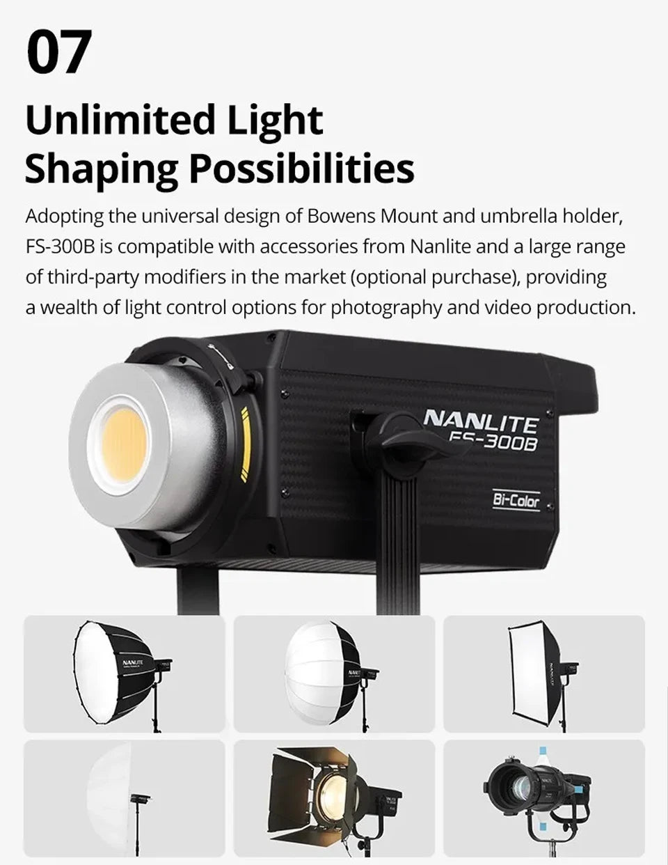 Nanlite FS-300B Bi-Color LED Video Light 350W Studio Lighting Tidesmit