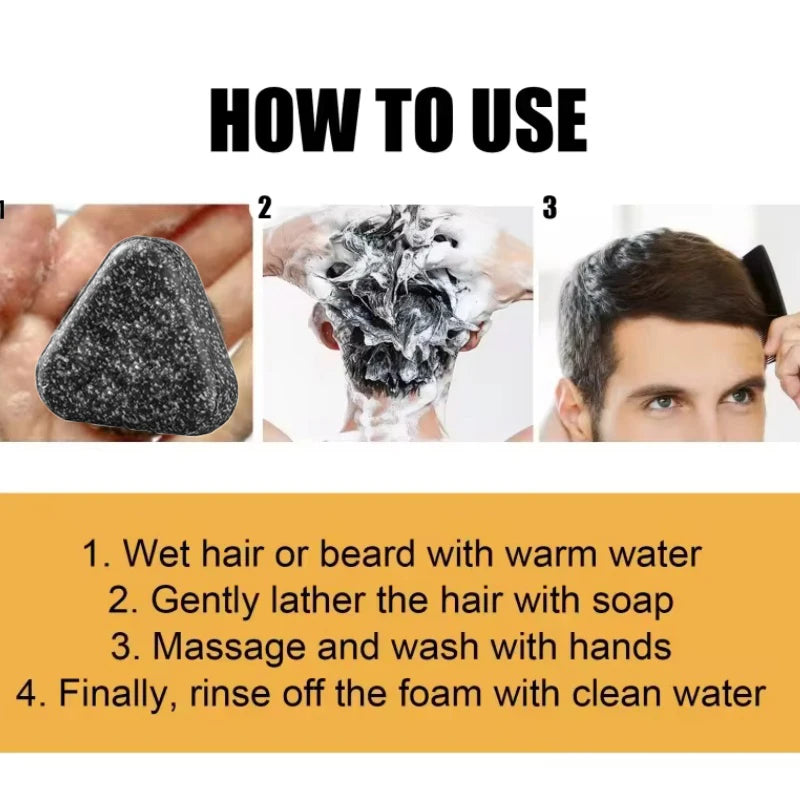 Natural Black Hair Shampoo Soap Handmade Bar With Ganoderma Polygonum Multiflorum Nourishing Shiny Hair Herbal Hair Growth Soap