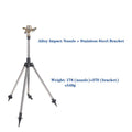 Tripod sprinkler with alloy impact nozzle and stainless steel bracket, adjustable head